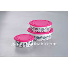 Ceramic food storage set with silicone lid,round shape